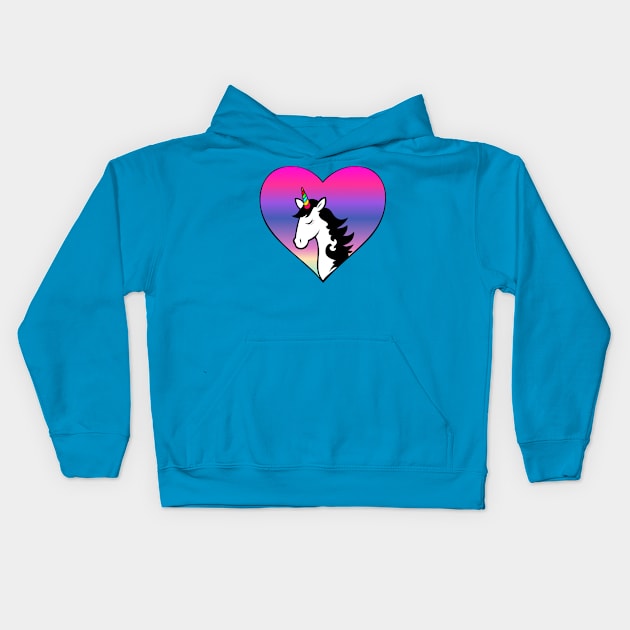 Unicorn Rainbow Sweetheart Kids Hoodie by snknjak